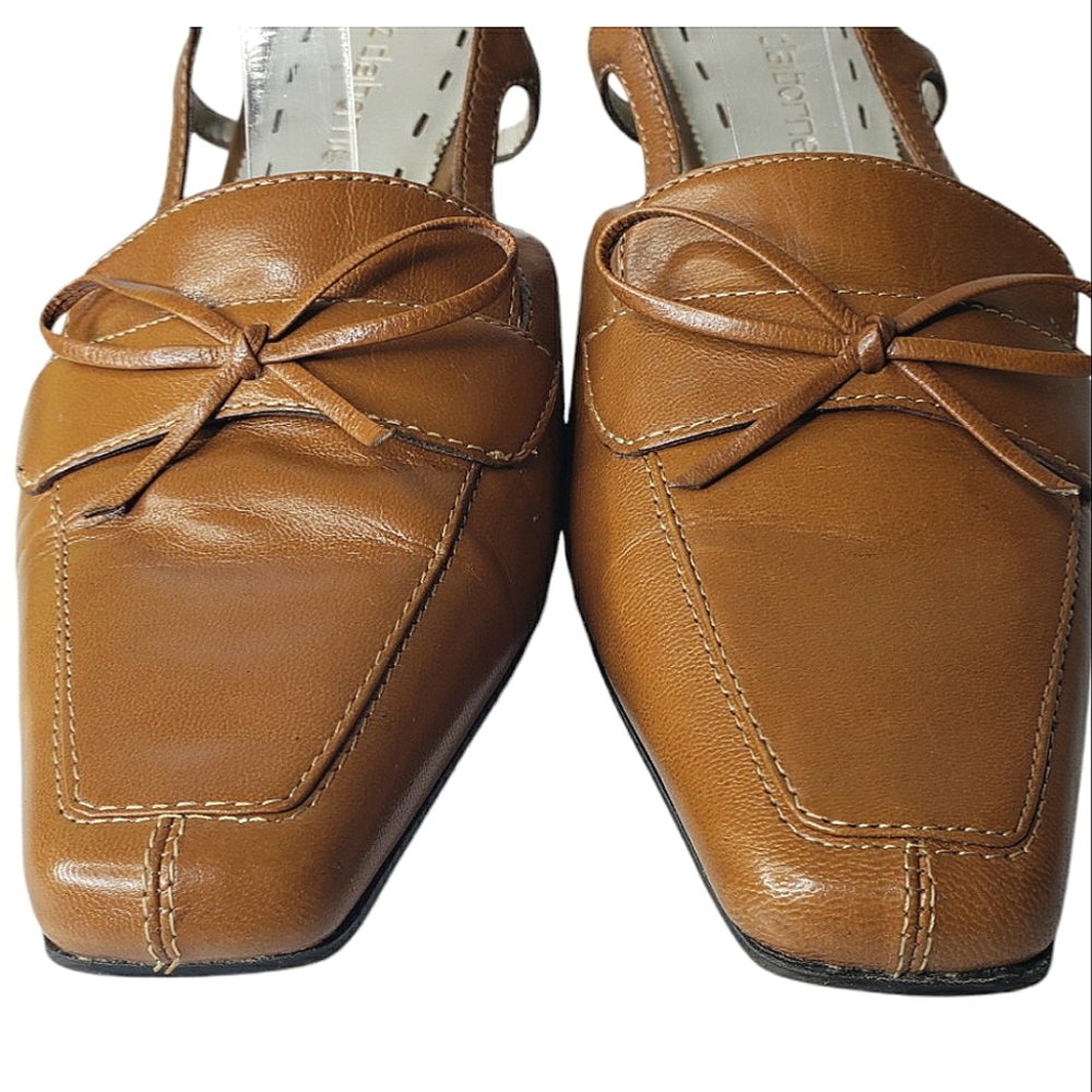 COPYY2K Liz Clairborne Leather Denton      Slingback Pums Kitten Heel Flex Zone